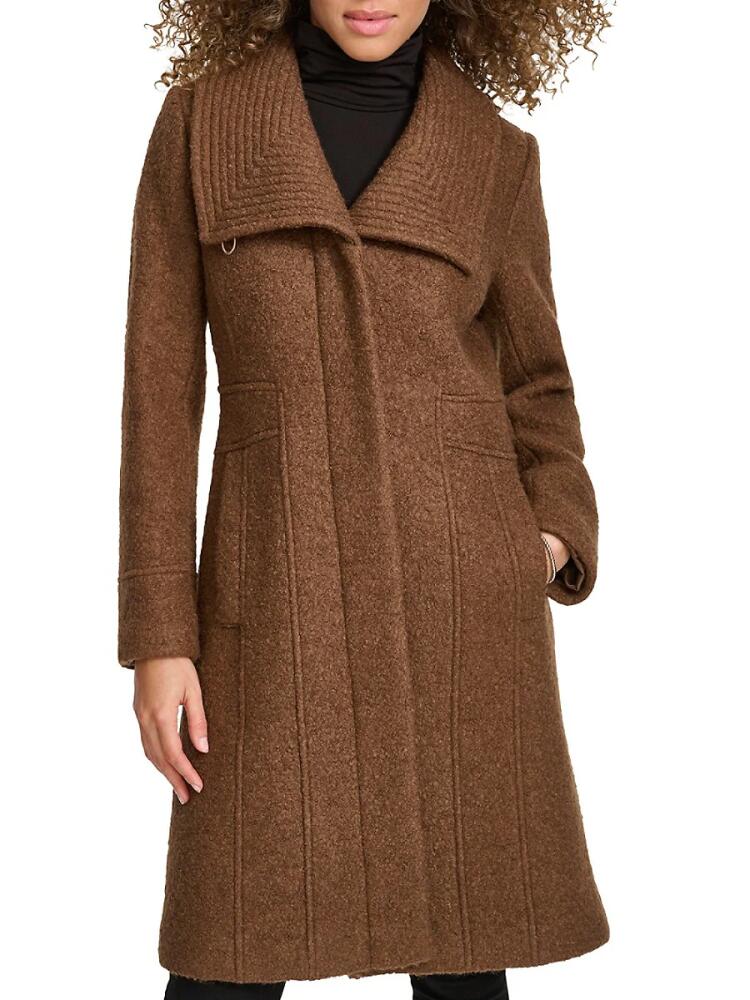 Kenneth Cole Women's Wing Collar Wool Blend Overcoat - Sepia Cover