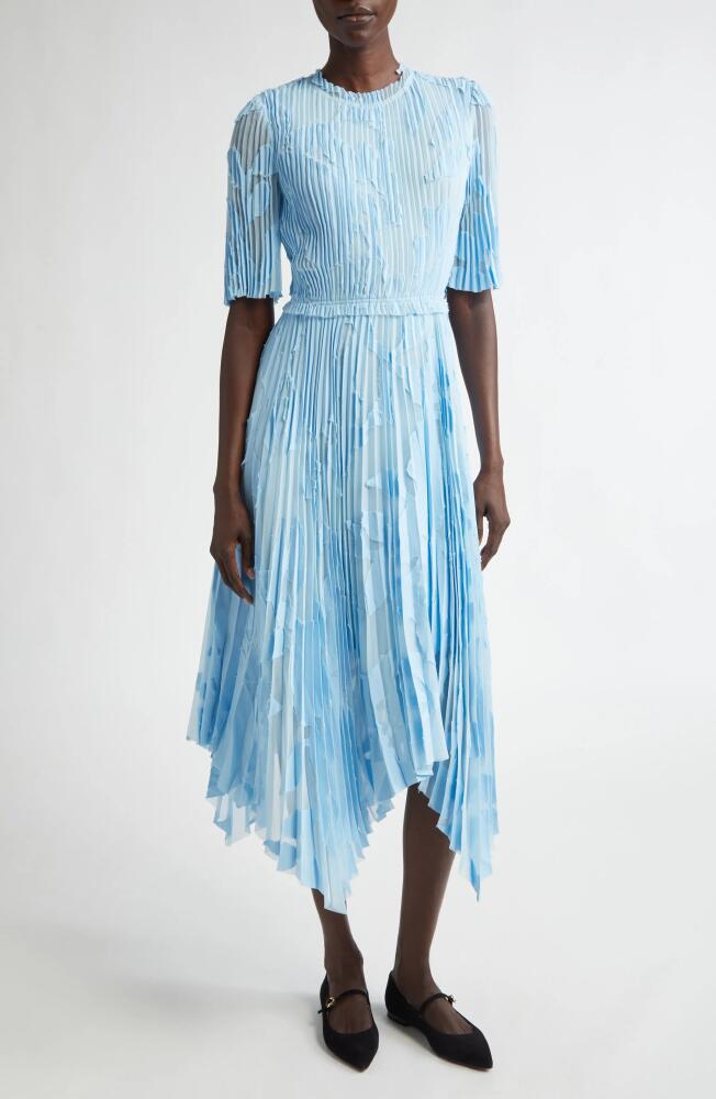 Jason Wu Collection Pleated Floral Fil Coupé Dress in Sky Blue Cover