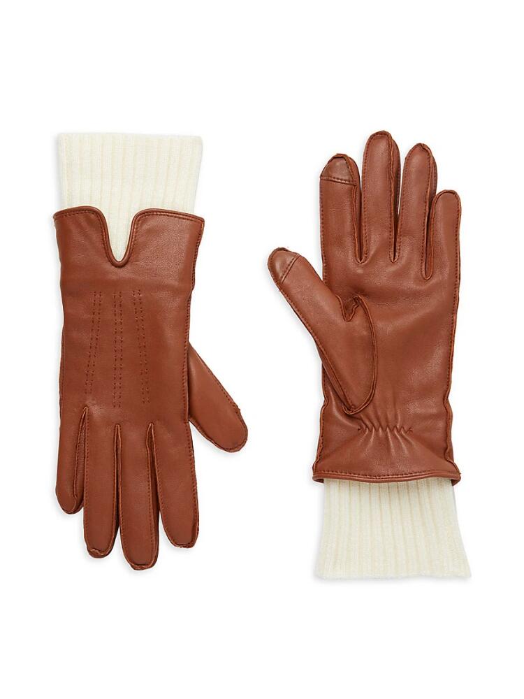 Saks Fifth Avenue Women's Fownes Leather Gloves - Chestnut Cover