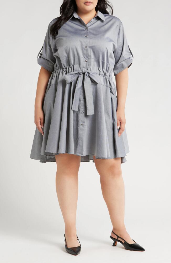 HARSHMAN Meadow Drawstring Waist Shirtdress in Grey Cover