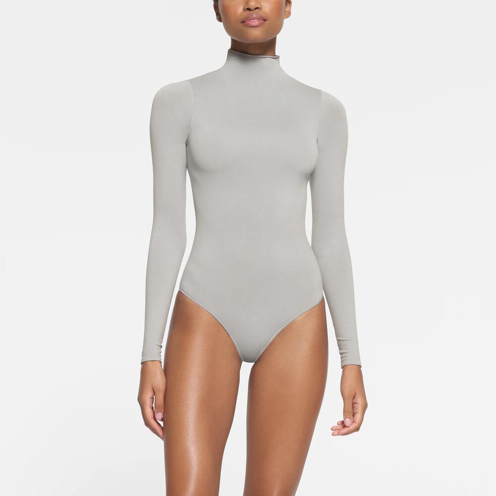 SKIMS Essential Mock Neck Long Sleeve Bodysuit | Grey | 4X/5X | Essential Bodysuits Cover