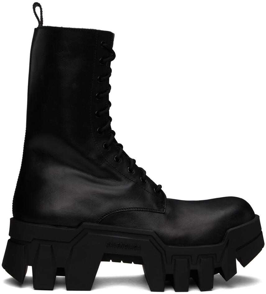 Balenciaga Black Bulldozer Lace-Up Boots Cover