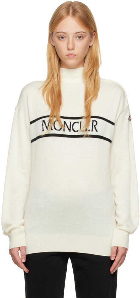 Moncler White Intarsia Turtleneck Cover