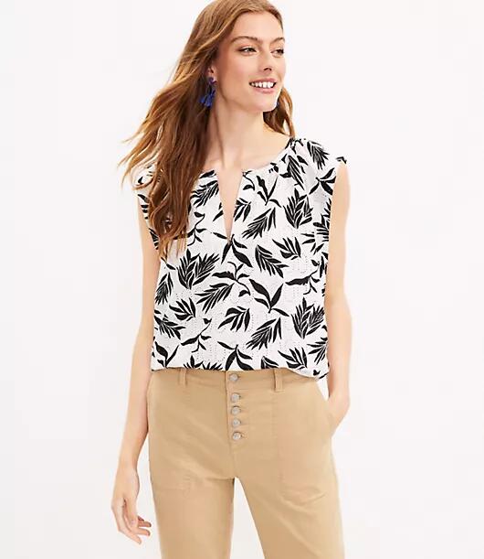 Loft Petite Palm Flutter Sleeve Shell Cover