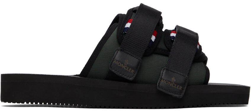 Moncler Khaki & Black Slideworks Sandals Cover