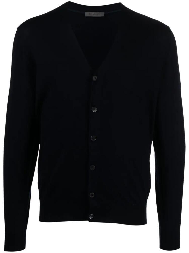 Corneliani V-neck vigin wool cardigan - Blue Cover