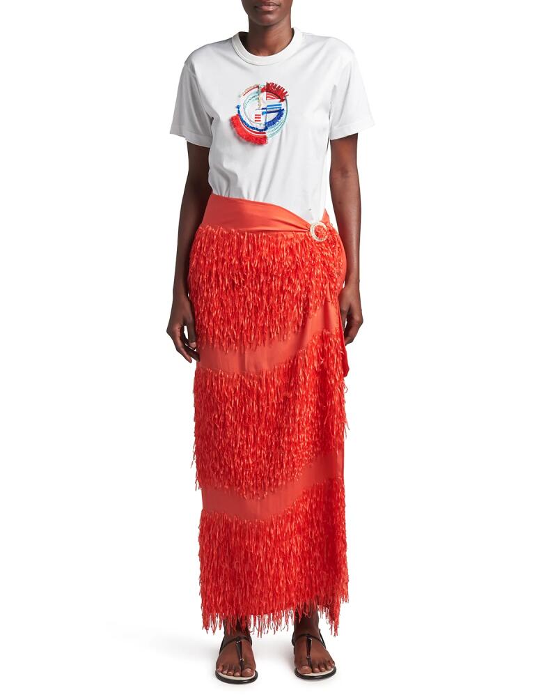 Giorgio Armani Fringe Sarong Maxi Skirt Cover