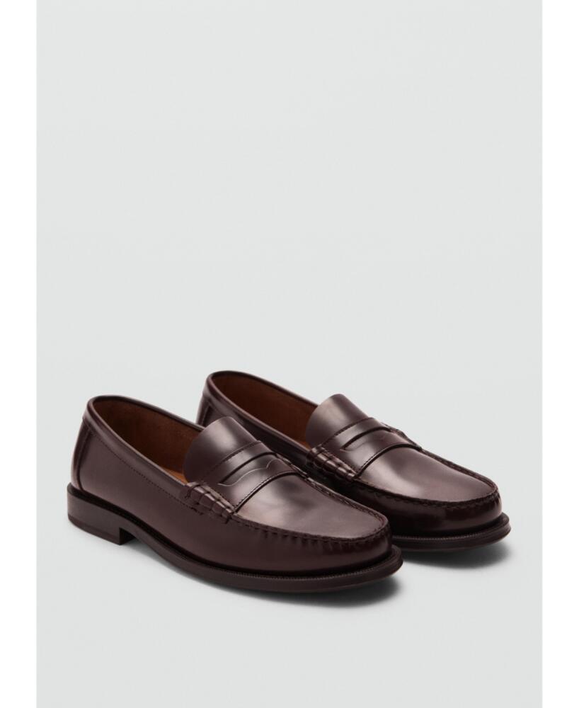 Mango Men's Aged-Leather Loafers - Burgundy Cover