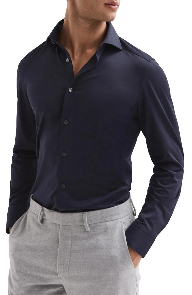 Reiss Nate Solid Button-Up Shirt in Navy Cover