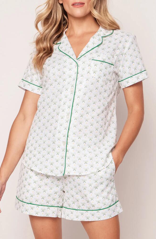 Petite Plume Match Point Short Cotton Pajamas in Green Cover