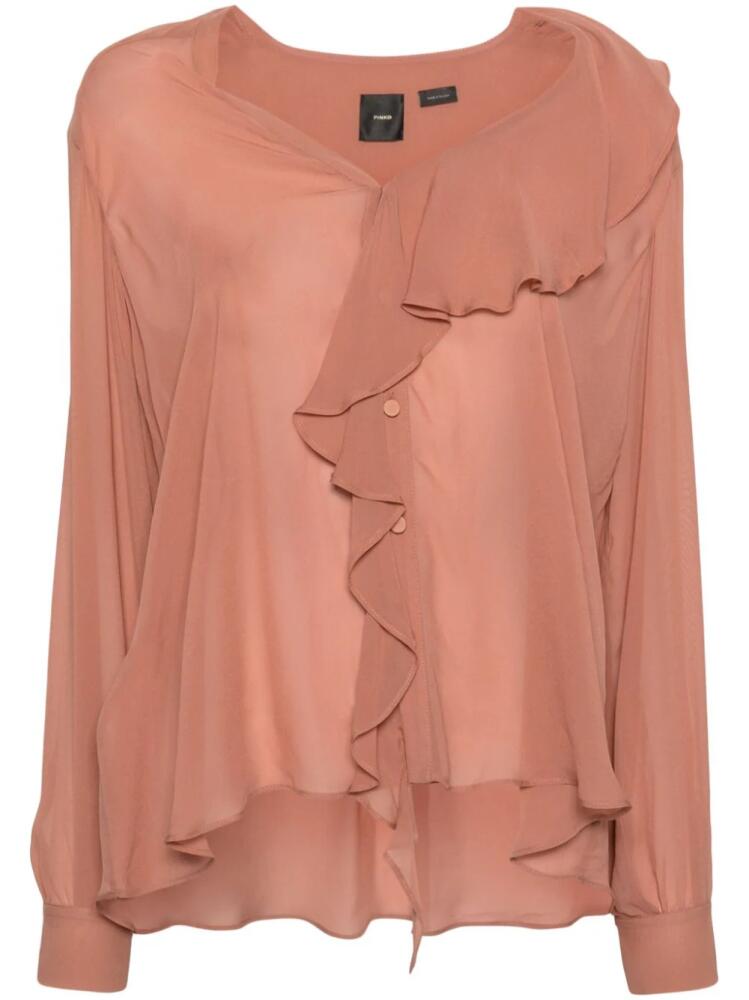 PINKO ruffled long-sleeve shirt - Neutrals Cover