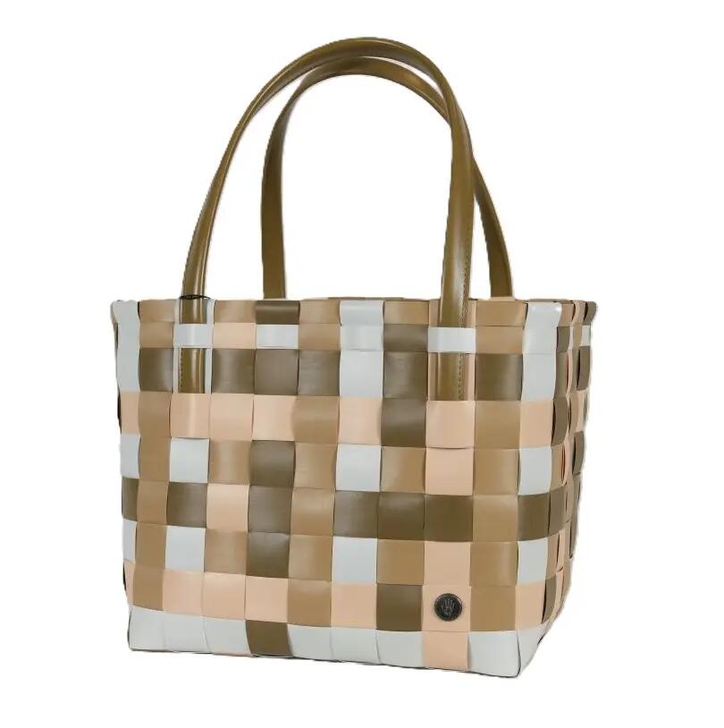 Handed By Color Block Recycled Tote Bag in Khaki Mix Cover