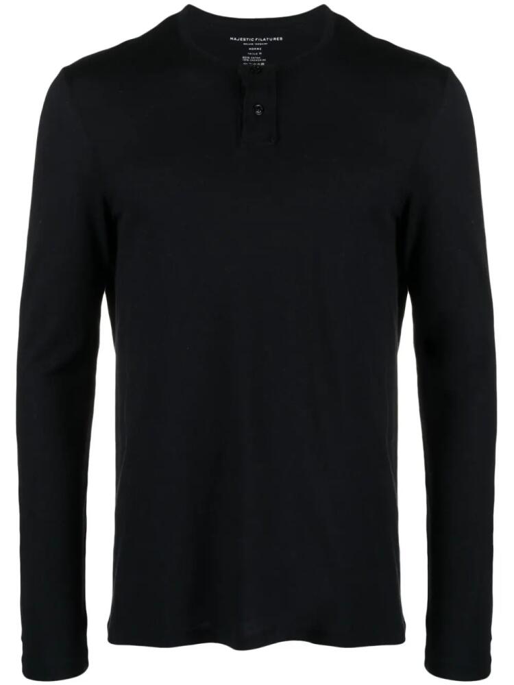 Majestic Filatures Tunisian button-up fine-knit jumper - Black Cover