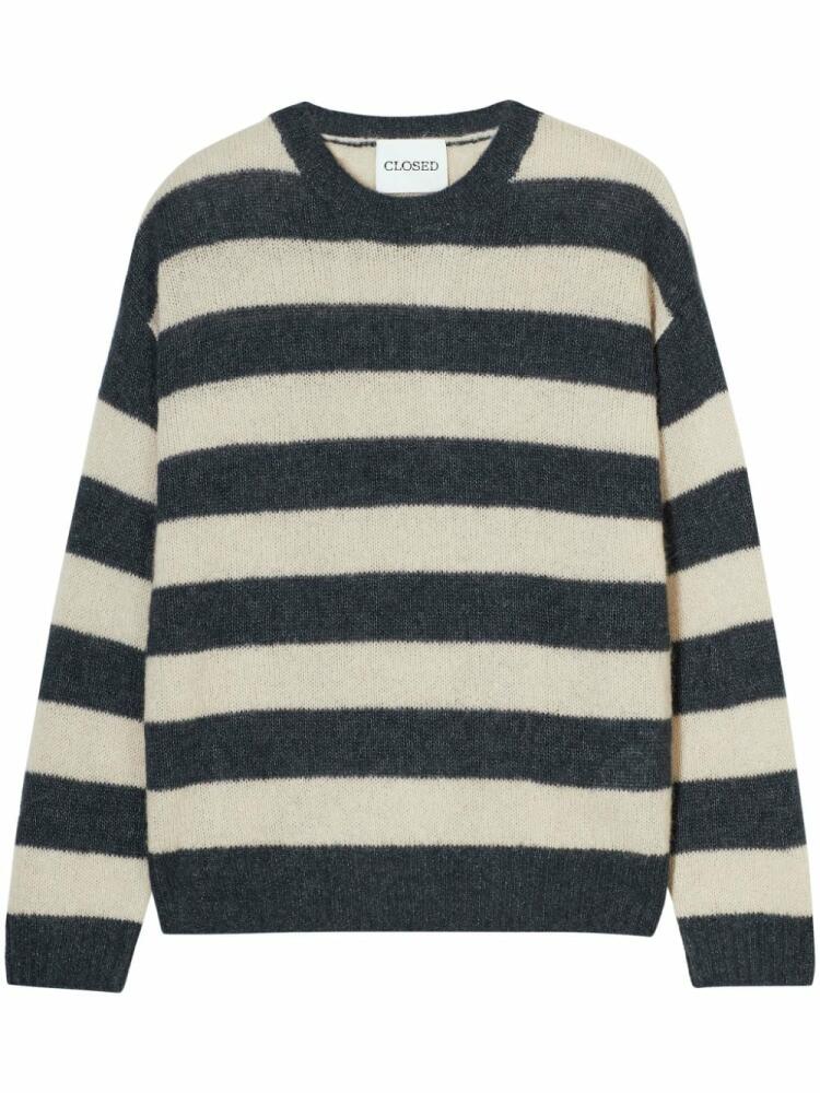 Closed ribbed-edge striped sweater - Blue Cover