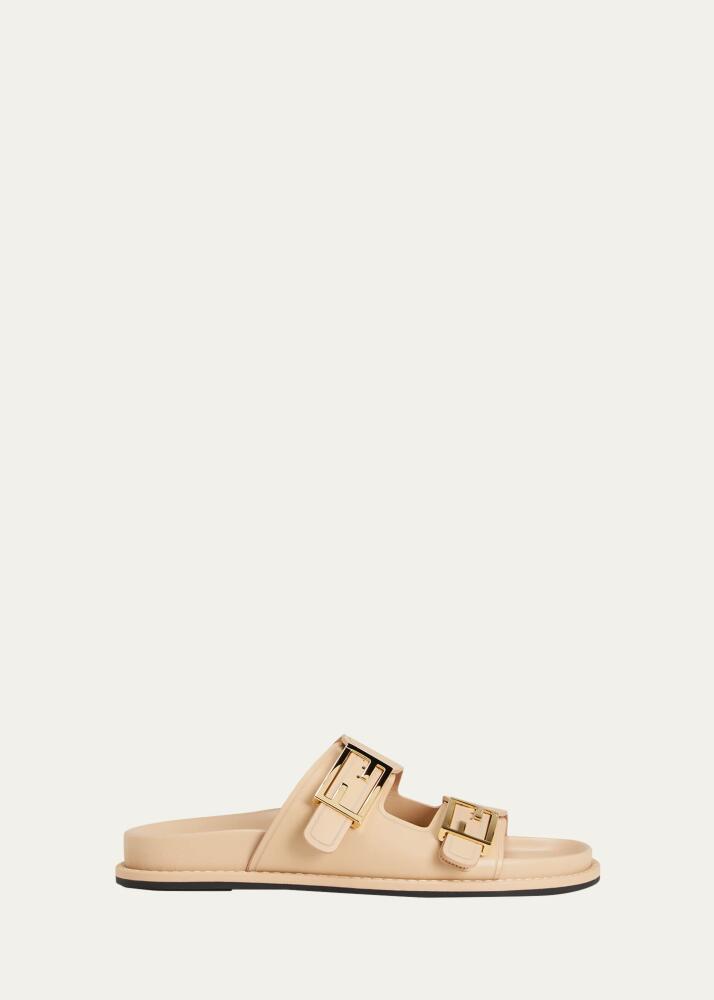 Fendi F Buckle Leather Slide Sandals Cover