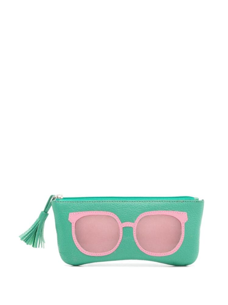 Sarah Chofakian sunglasses-print leather purse - Green Cover