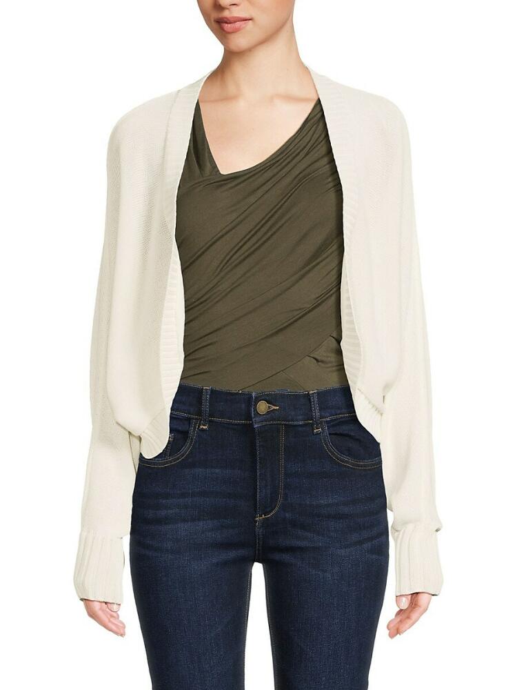 DKNY Women's Solid Open Front Cardigan - Ivory Cover