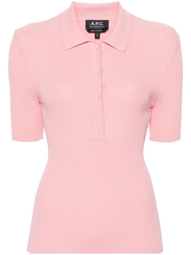 A.P.C. ribbed cotton polo shirt - Pink Cover