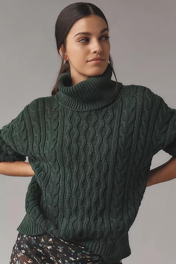 Pilcro Oversized Turtleneck Cable Sweater Cover