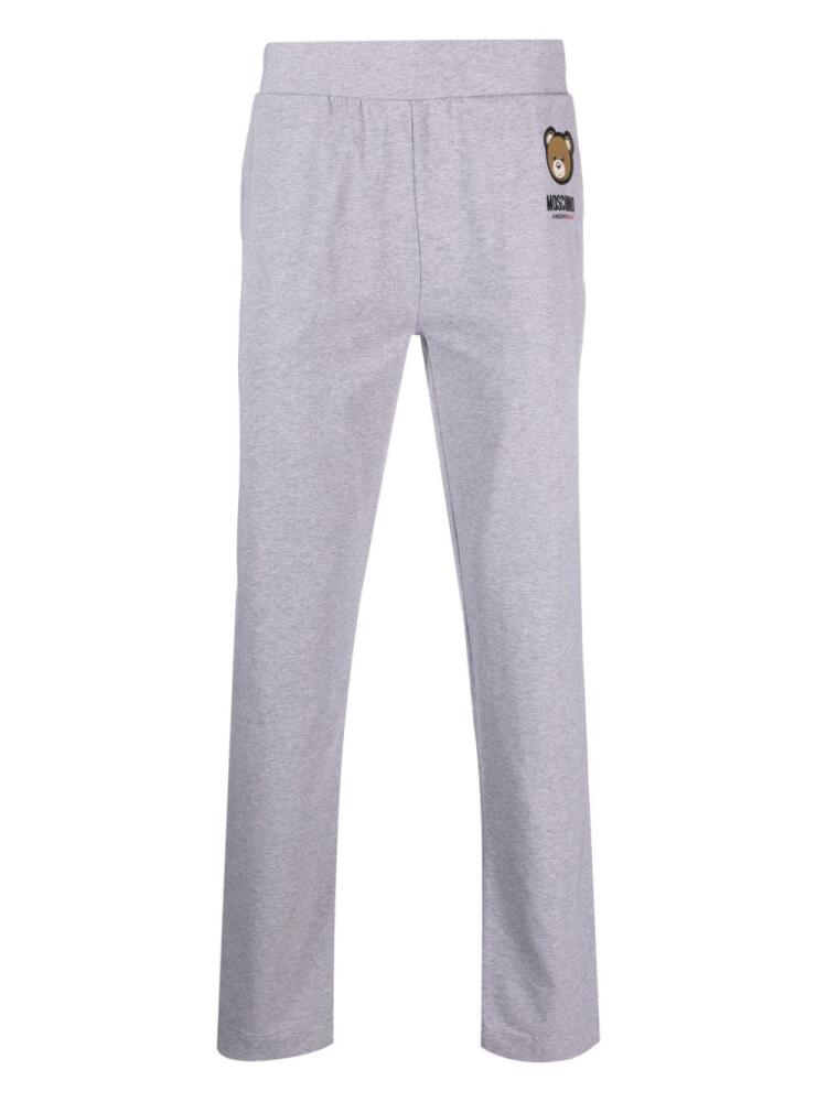 Moschino Leo Teddy-print track pants - Grey Cover