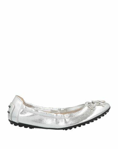 Tod's Woman Ballet flats Silver Soft Leather Cover