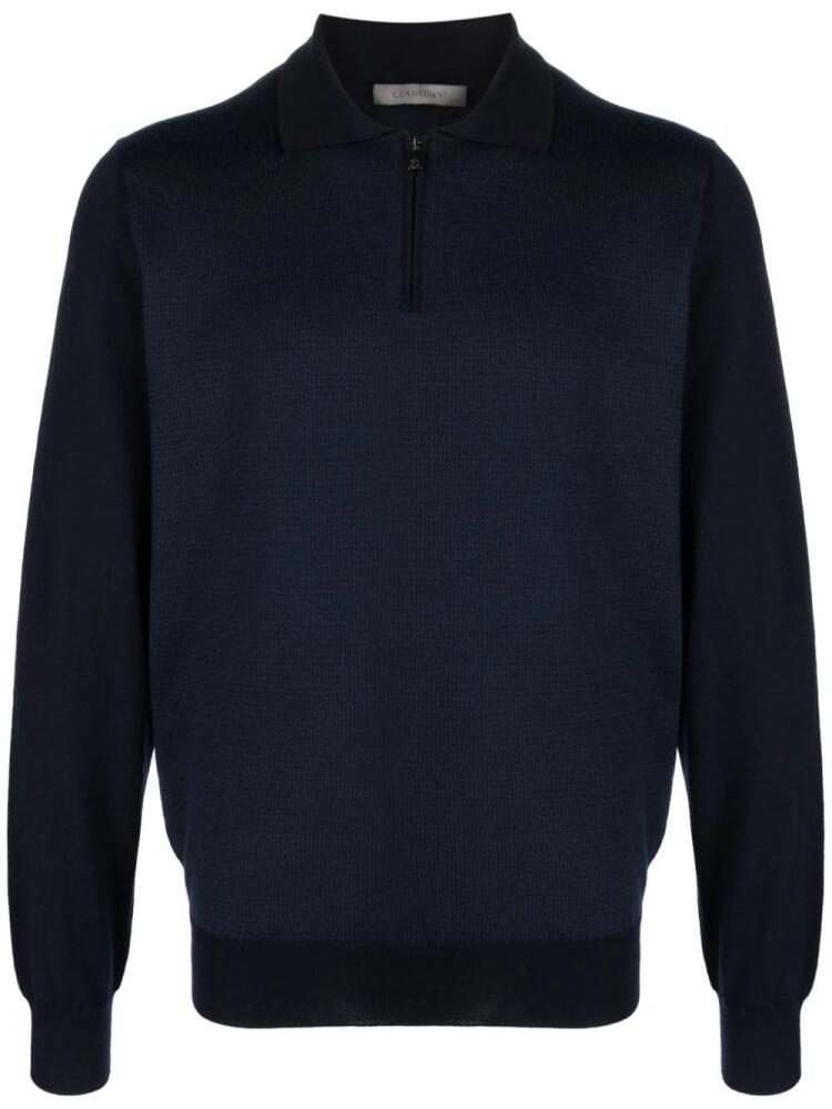 Corneliani half-zip virgin wool polo shirt - Blue Cover