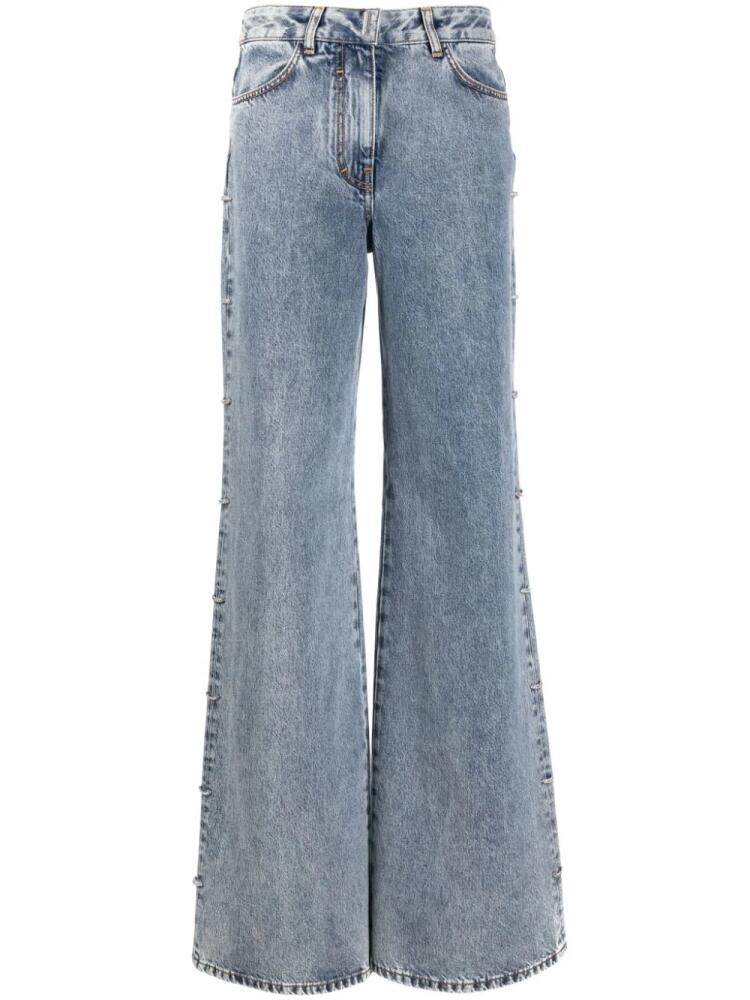 Givenchy crystal-embellished wide-leg jeans - Blue Cover