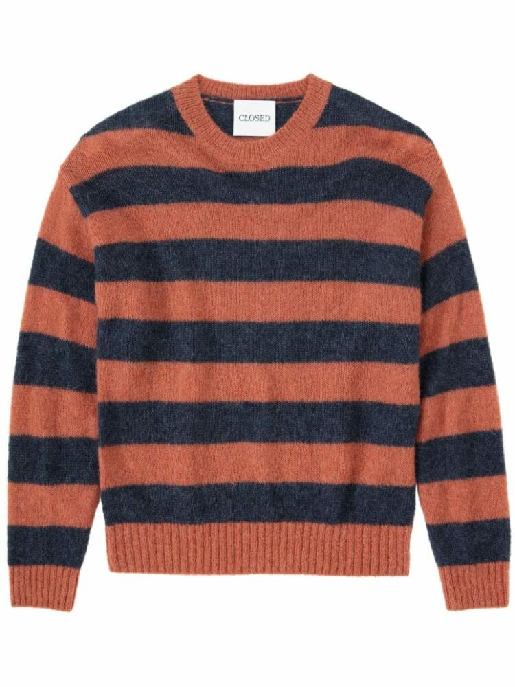 Closed ribbed-edge striped sweater - Orange Cover