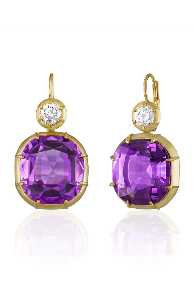 Mindi Mond Imperial Amethyst & Diamond Drop Earrings in Gold/Diamond/Amethyst Cover