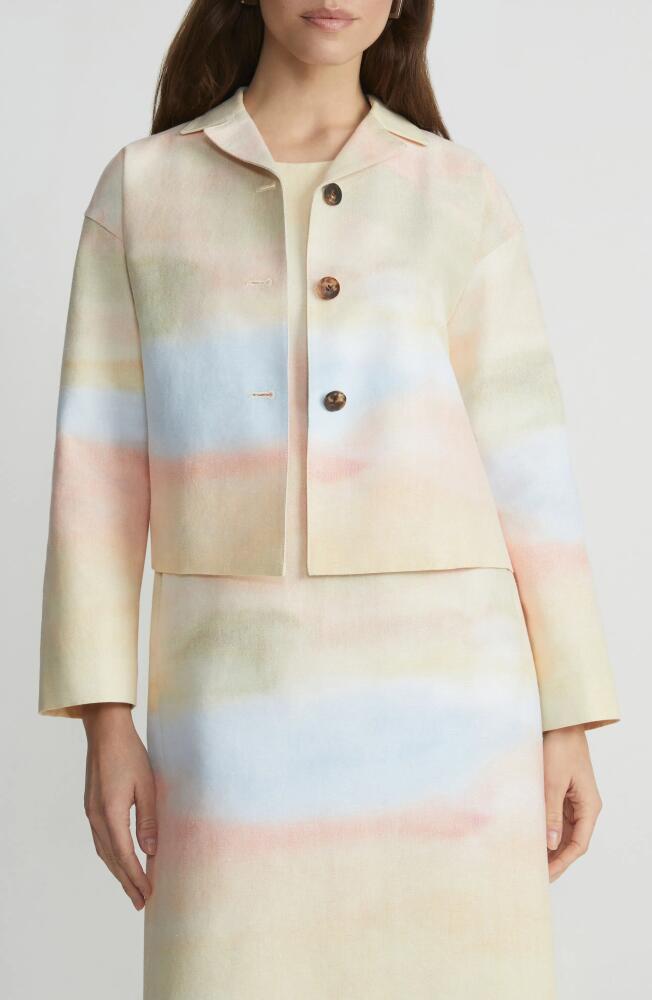 Lafayette 148 New York Horizon Print Canvas Crop Jacket in Straw Multi Cover