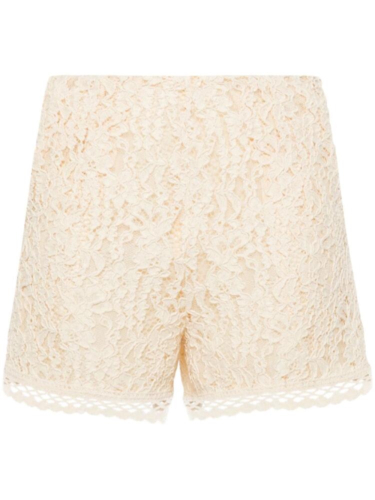 TWINSET corded-lace high-waist shorts - Neutrals Cover