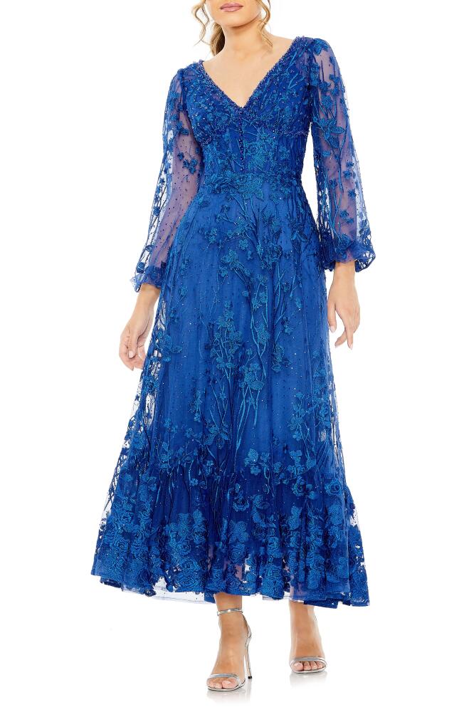 Mac Duggal Floral Sequin Chiffon Gown in Royal Cover