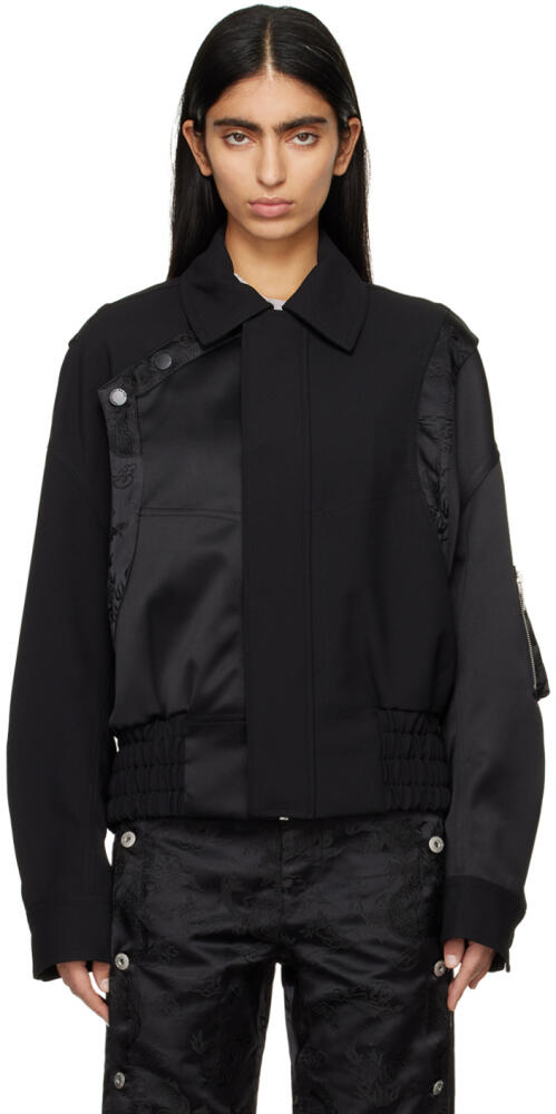 Feng Chen Wang Black Paneled Bomber Jacket Cover