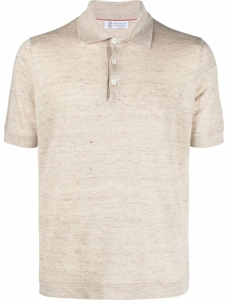 Brunello Cucinelli short-sleeved knitted polo shirt - Neutrals Cover