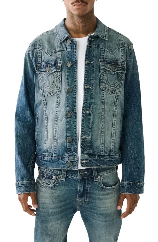 True Religion Brand Jeans Jimmy Denim Jacket in Caspien Sea Cover