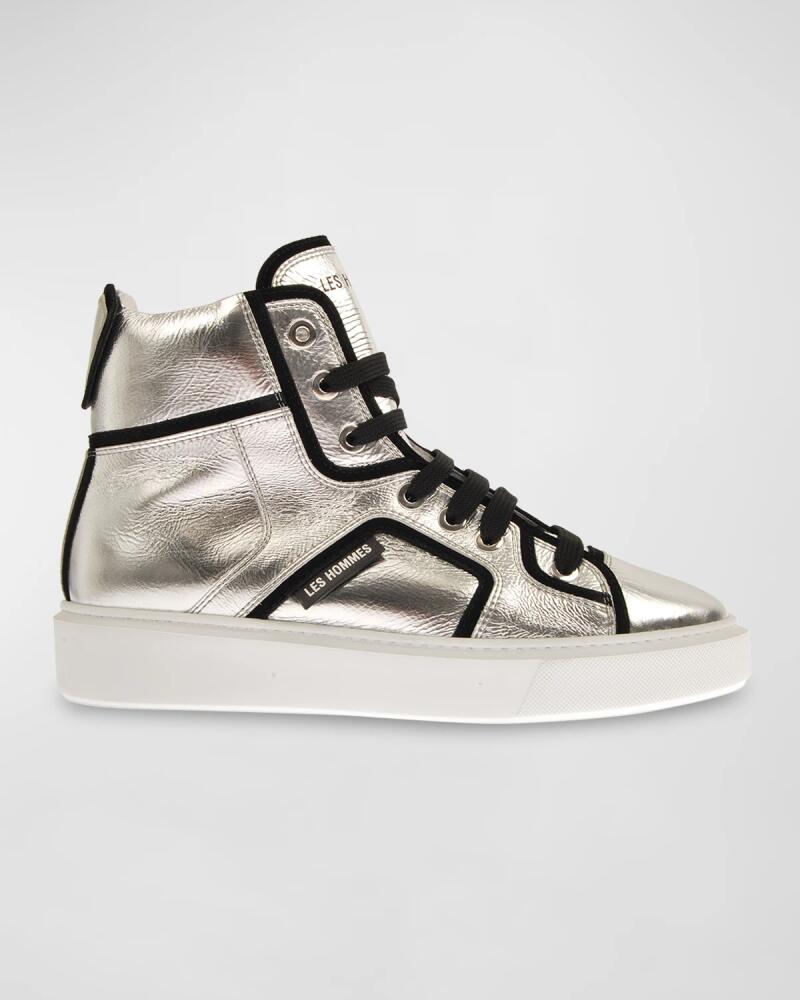 Les Hommes Men's Metallic Leather High-Top Sneakers Cover