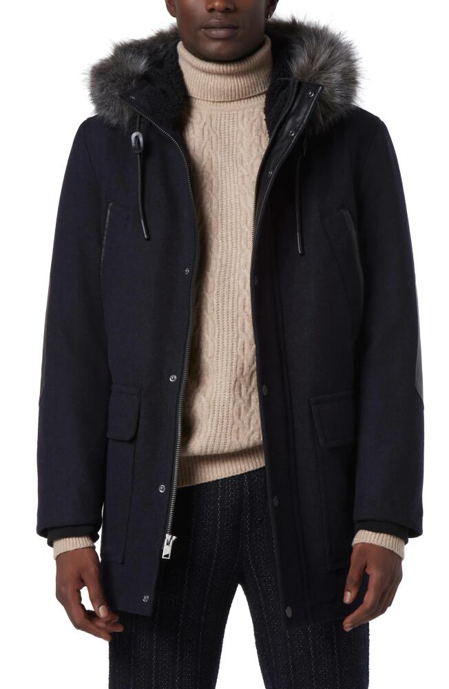 Andrew Marc Dawson Water Resistant Jacket with Faux Fur Trim in Blue Heather Cover