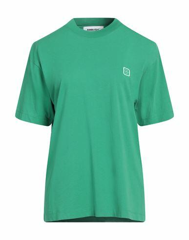 Ambush Woman T-shirt Green Cotton, Polyester Cover