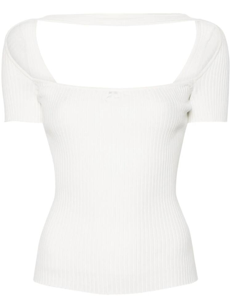 Courrèges Hyperbole ribbed-knit T-shirt - White Cover