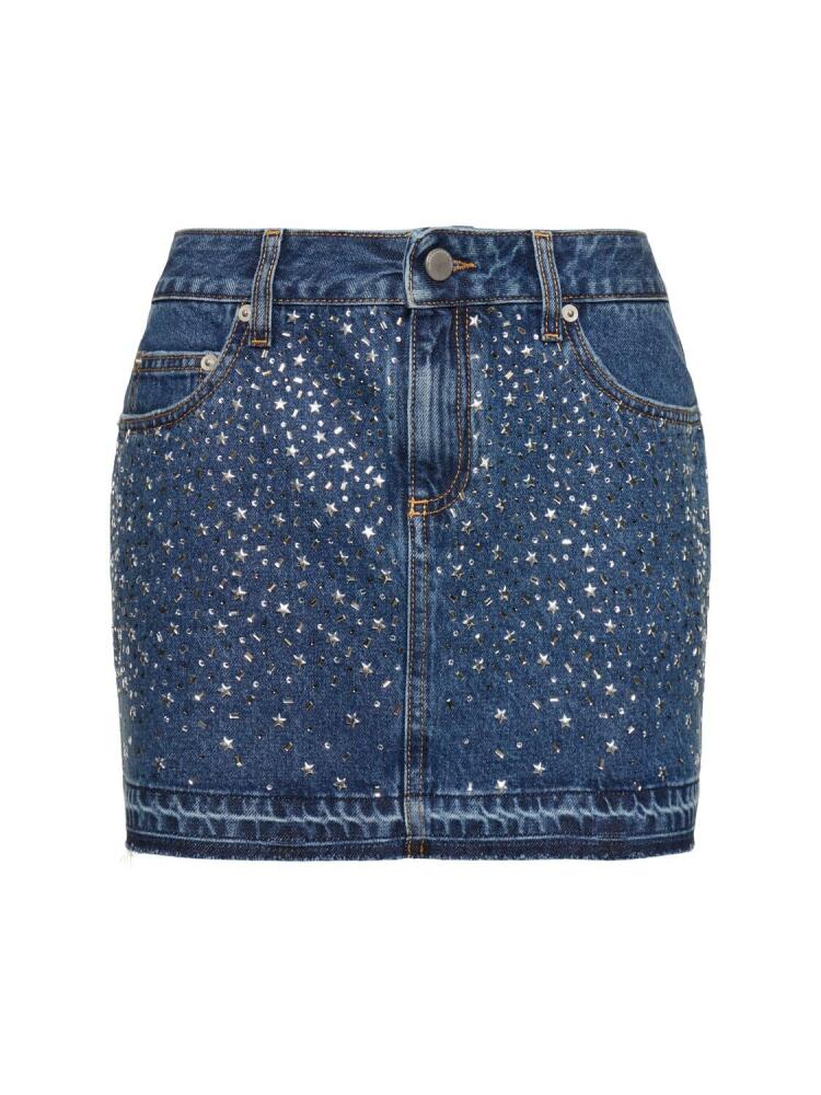 ALESSANDRA RICH Denim Mini Skirt W/crystals Cover