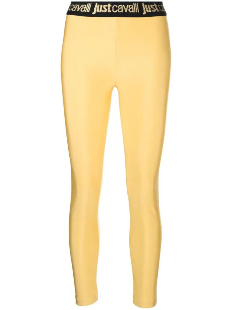 Just Cavalli logo-waistband high-waist leggings - Yellow Cover