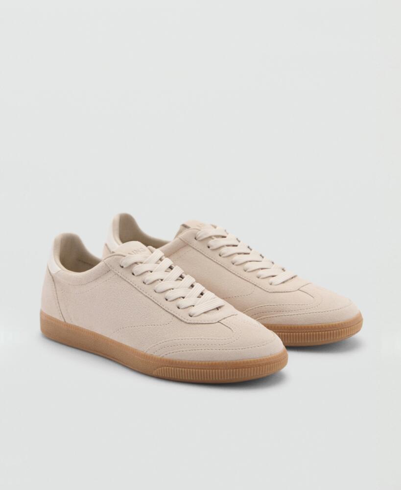 Mango Women's Canvas Leather Sneakers - Beige Cover