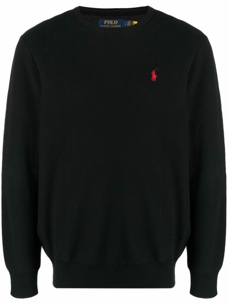 Polo Ralph Lauren embroidered-logo piqué-cotton jumper - Black Cover