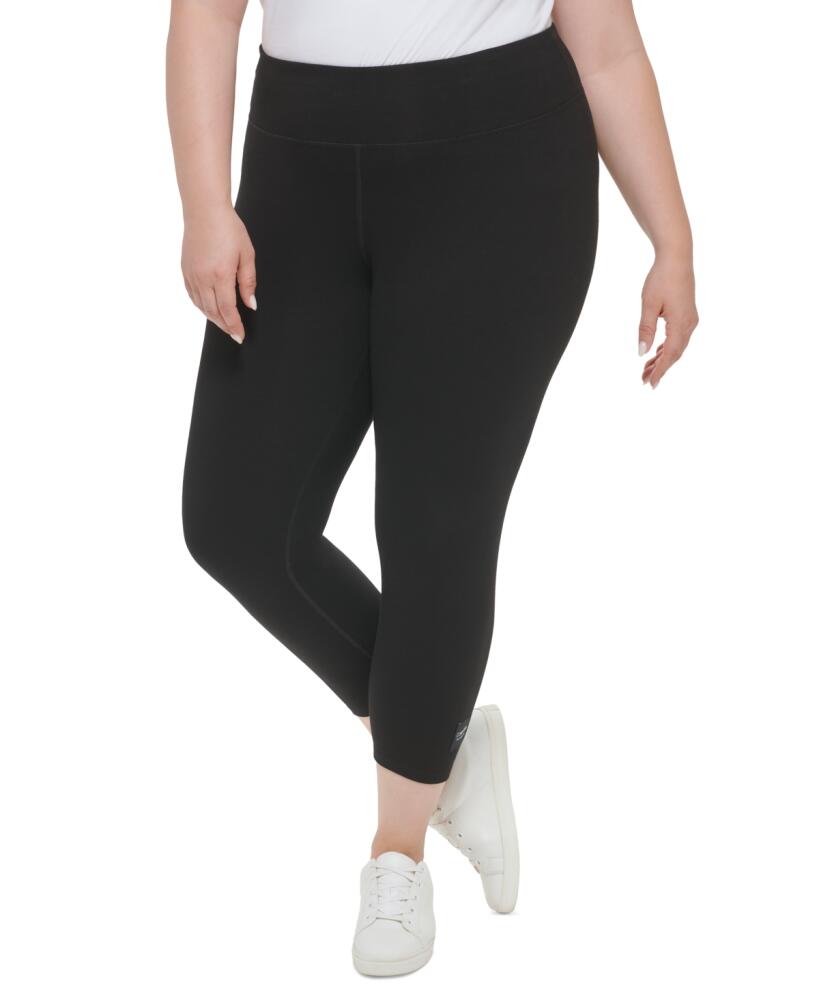 Calvin Klein Performance Plus Size Pull-On High Rise Logo Leggings - Black Cover