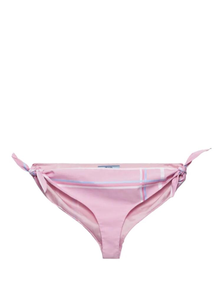 Prada checked cotton bikini bottom - Pink Cover