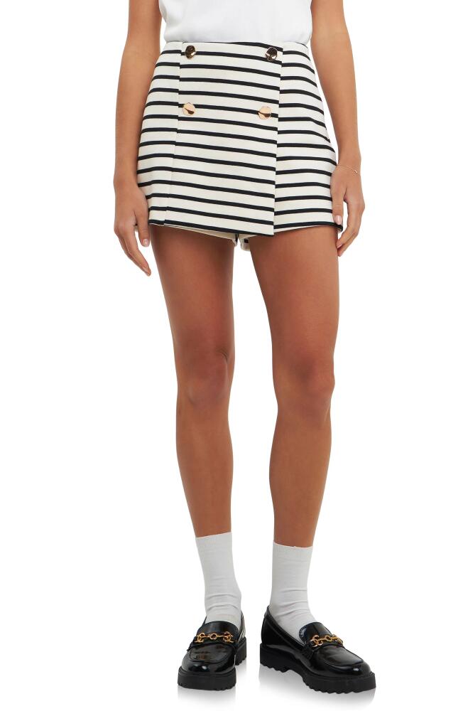 English Factory Stripe Knit Skort in Cream/Black Cover