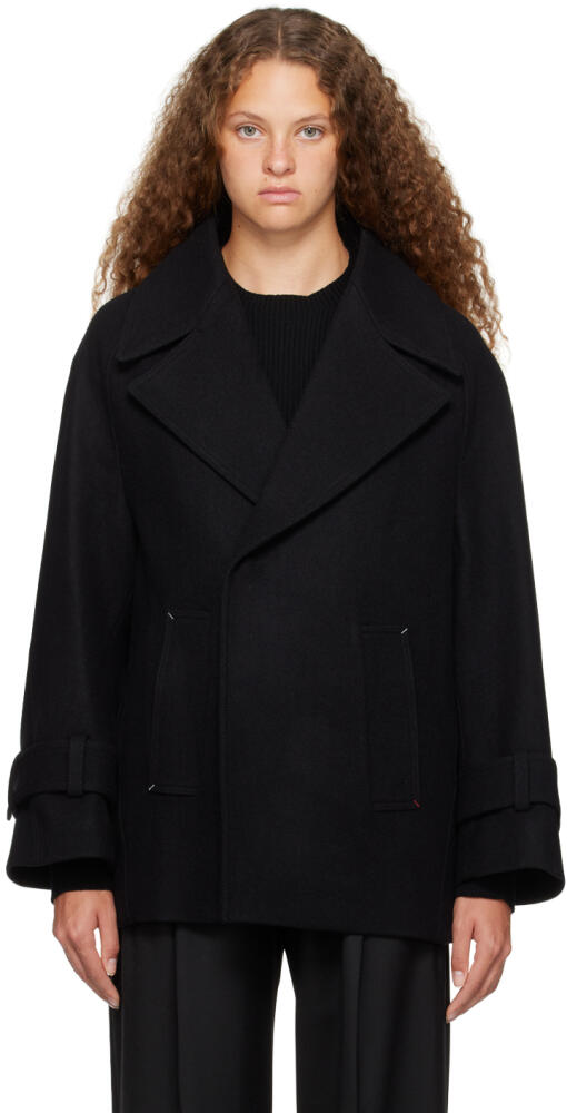 Victoria Beckham Black Oversized Peacoat Cover