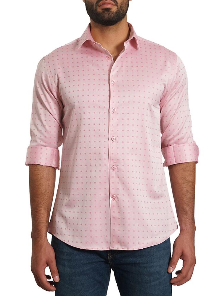 Jared Lang Men's Trim Fit Polka Dot Sport Shirt - Salmon Cover