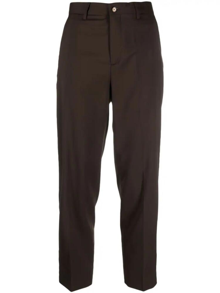 Briglia 1949 pressed-crease virgin wool blend tapered trousers - Brown Cover