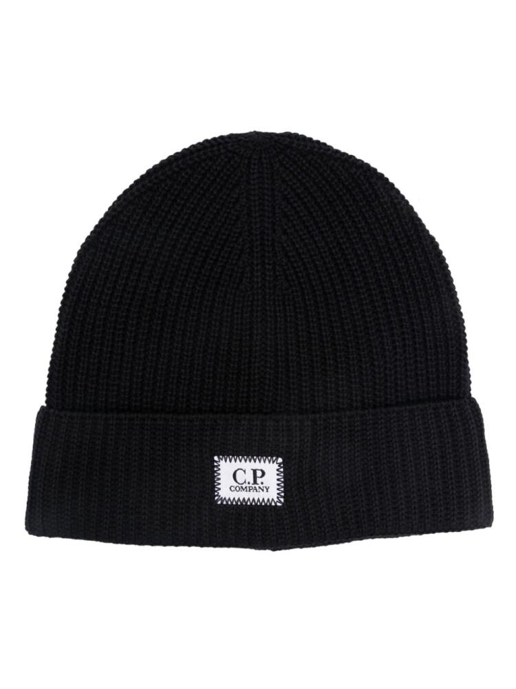 C.P. Company logo-patch beanie - Blue Cover